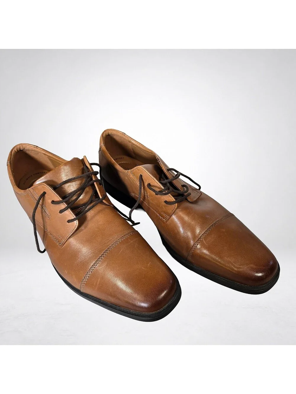 Clarks Collection Men's 11.5 Leather Cap Toe Oxford Tan Shoes